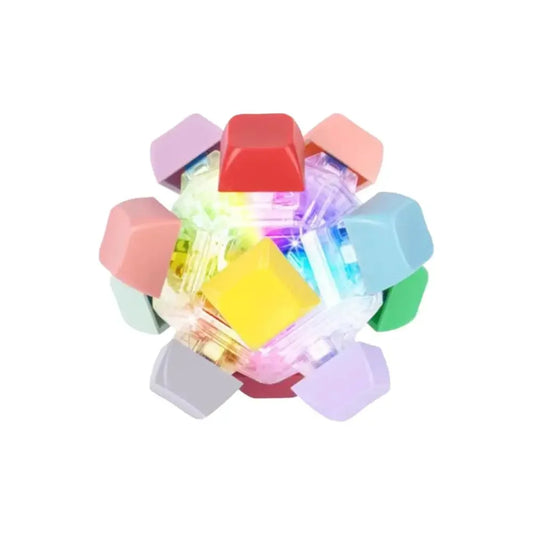 Stress Reliever 12 Key Flashing Light Mechanical Keyboard Ball Fingertip Pressing Repair Decompression Gift Toy for Adults Kids Peaceful Pleasures Health and Wellness 01