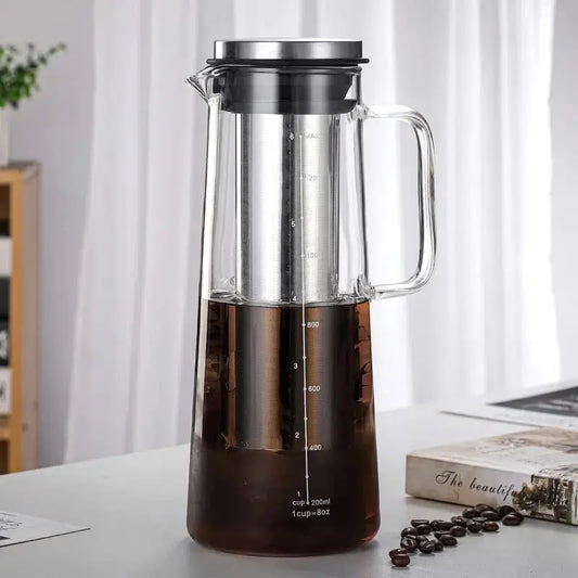 Airtight Cold Brew Iced Coffee Maker and Tea Infuser- 1.0L / 34oz Glass Carafe with Removable Stainless Steel Filter Peaceful Pleasures Health and Wellness Default Title