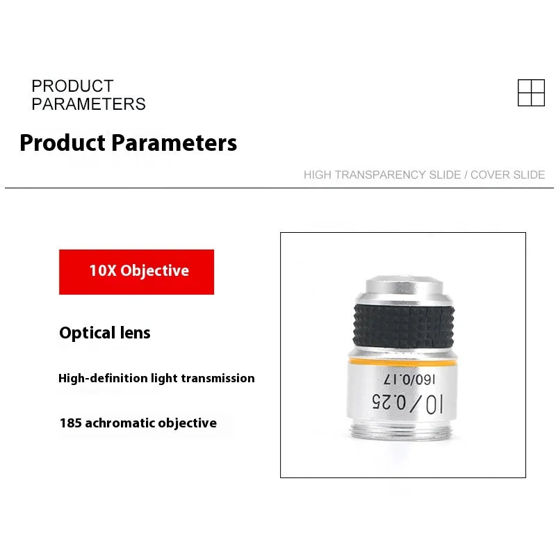 Microscope Optical Lens Universal Metal Accessory 185 Achromatic Objective Lens 4X10X40X100X Magnification Objective Lens Oil Peaceful Pleasures Health and Wellness 10X