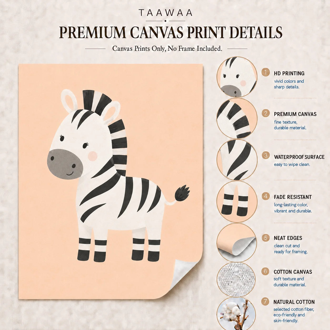 Nursery Animal Wall Art Cute Cartoon Safari Canvas Poster Prints For Baby Kids Bedroom Decor Peaceful Pleasures Health and Wellness