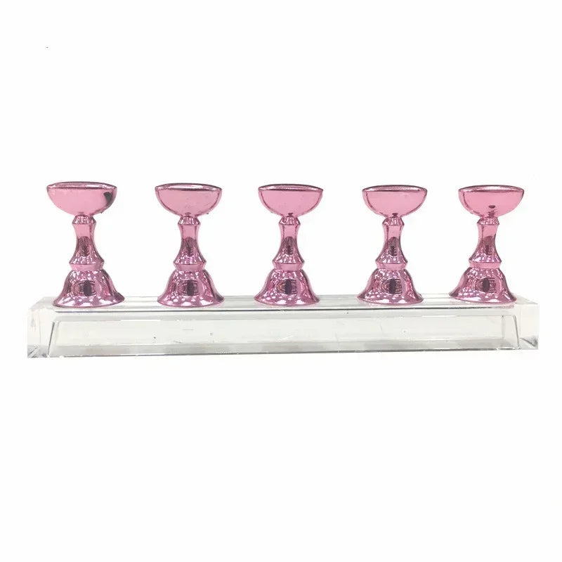 4sets 5pcs/Set Nail Practice Base, Acrylic Display, Magnetic Holder, False Nail Tips Practice Stand, Art Tools Peaceful Pleasures Health and Wellness Pink