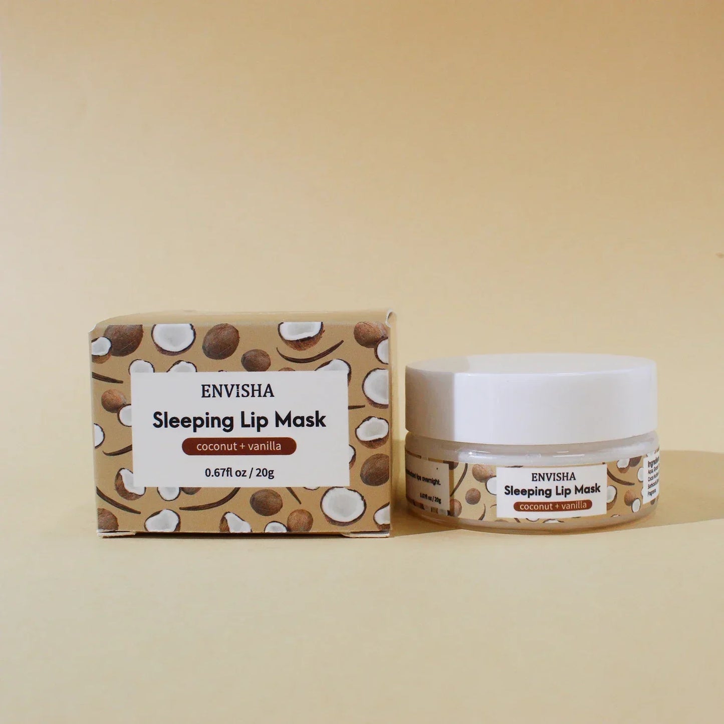 ENVISHA Coconut Lip Sleep Mask – Overnight Moisturizing & Line-Fading 20g