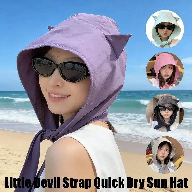 Pastel Devil Hood Sun Hat | UV Protection Quick-Dry Summer Hat
