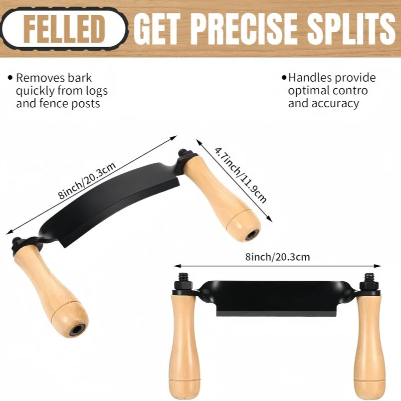 Draw Shave Knife Tool Woodworking Debarking Hand Bark Wooden Handle
