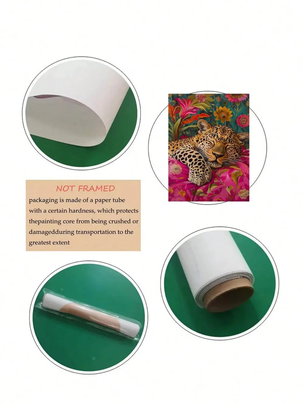 Retro Tiger & Leopard Canvas Wall Art | Unframed Exotic Print