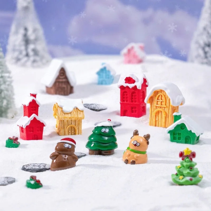 Mini Christmas Figurine Snowman Santa Claus Xmas Tree Deer Carriage Bell Figurine Home Bonsai Decor Micro Landscape Ornament Peaceful Pleasures Health and Wellness