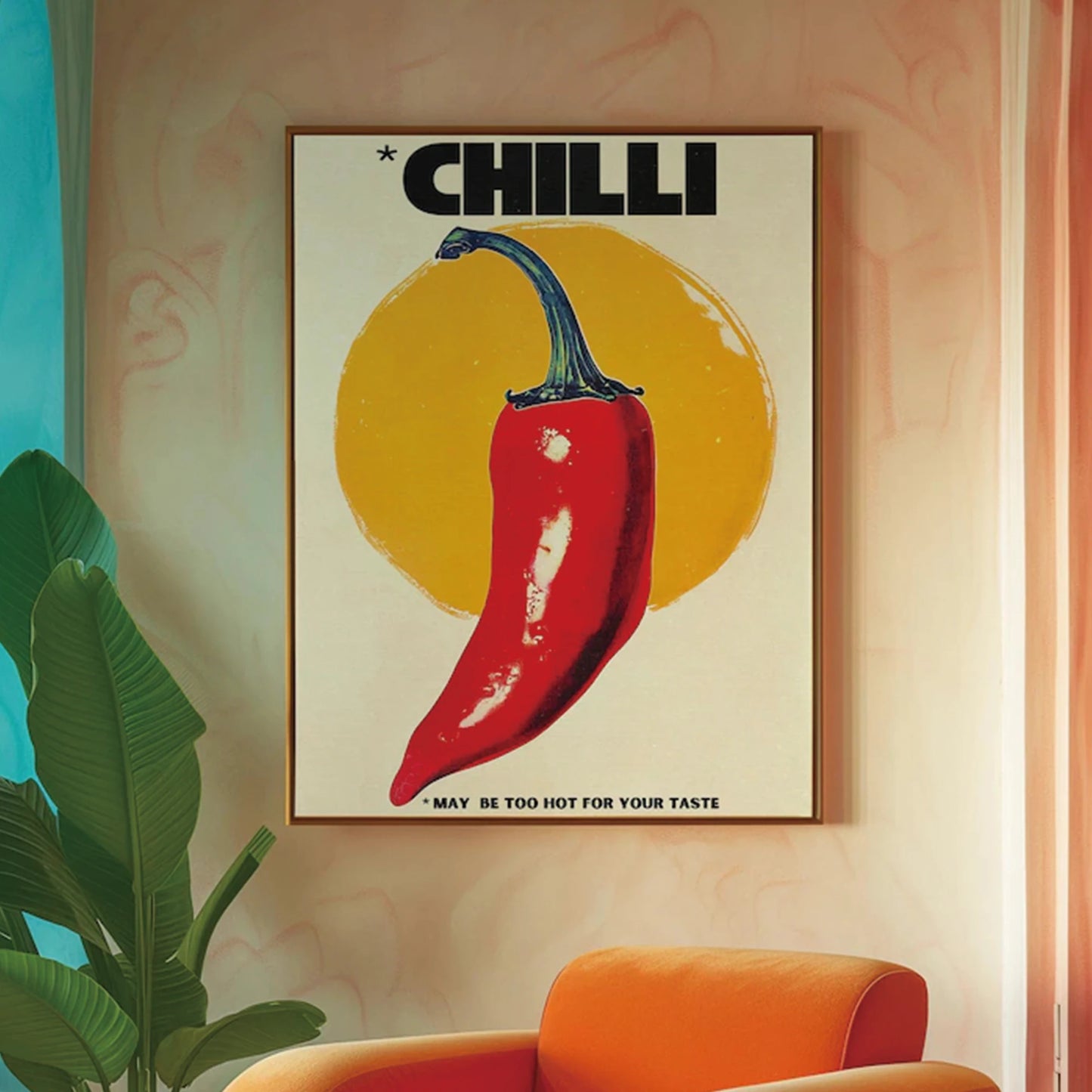 70s Retro Chilli Pepper Canvas Wall Art | Kitchen Home Decor