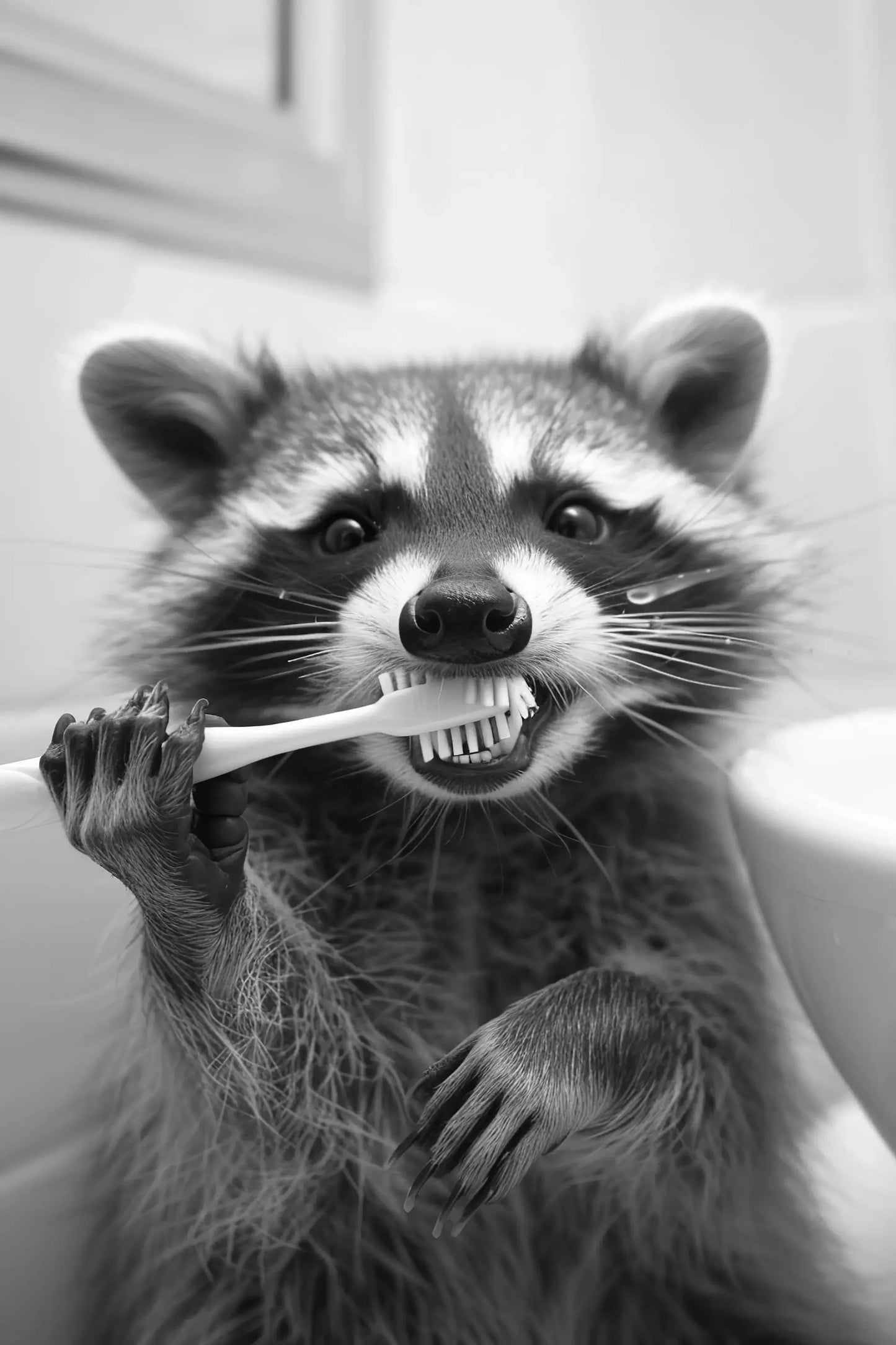 Black & White Cute Animal Toilet Paper Canvas Wall Art Poster