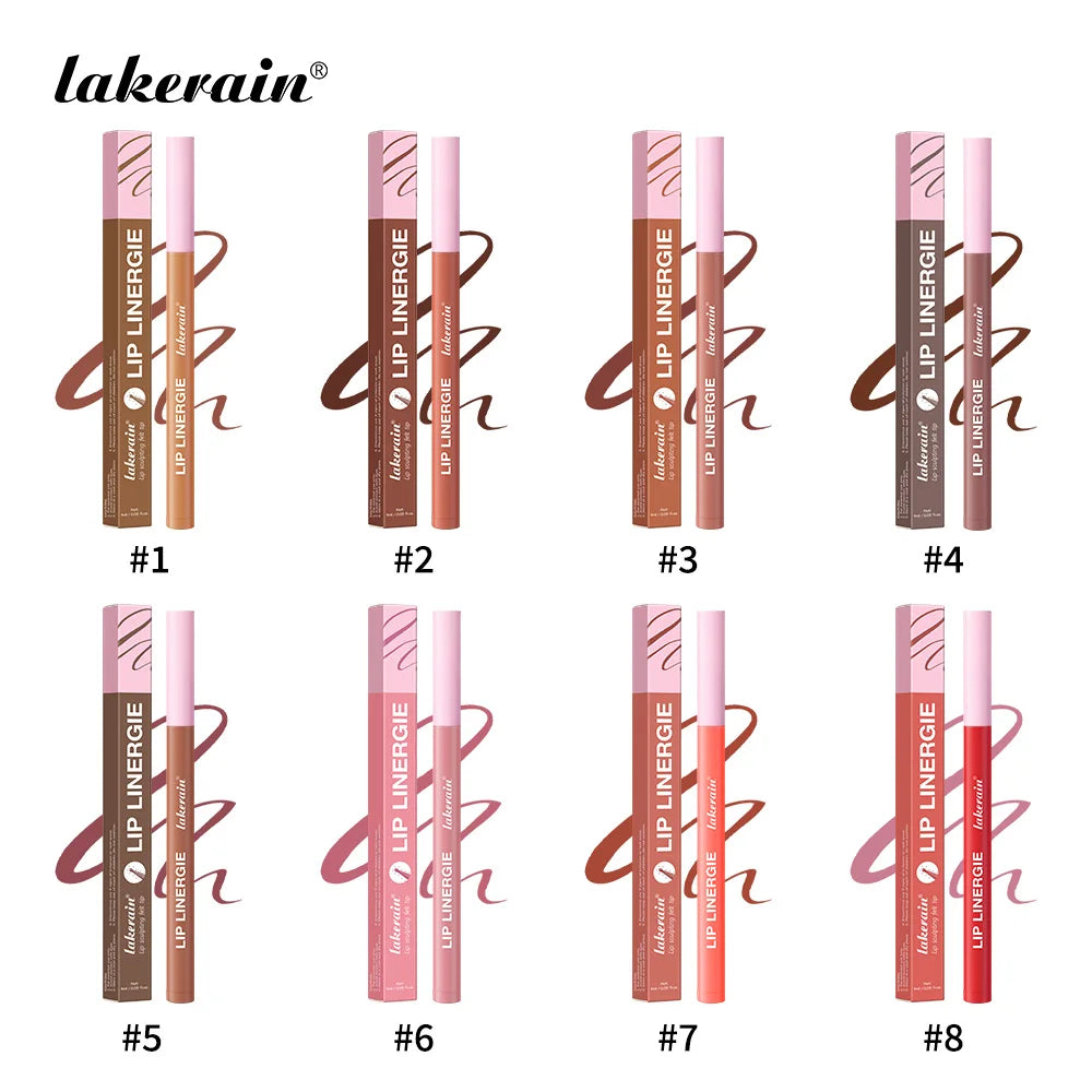 Lakerain Lip Liner Flexible Ballpoint Felt Tip Waterproof No Transfer & Smudges Long Lasting Lip Liner Stain 8 Color Lips Makeup Peaceful Pleasures Health and Wellness SET