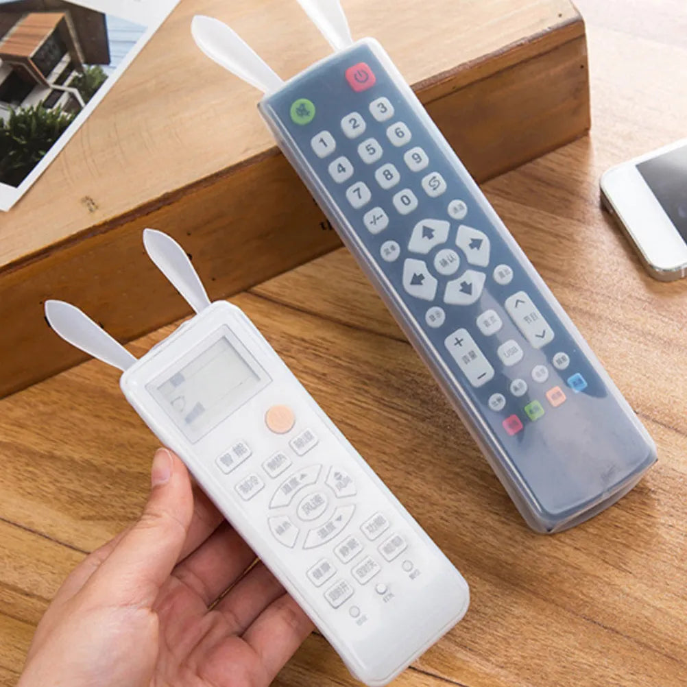 2Pcs Remote Control Cover Transparent Silicone Rabbit Ear Protector Soft Anti-Slip TV Air Conditioner Remote Sleeve Waterproof Peaceful Pleasures Health and Wellness
