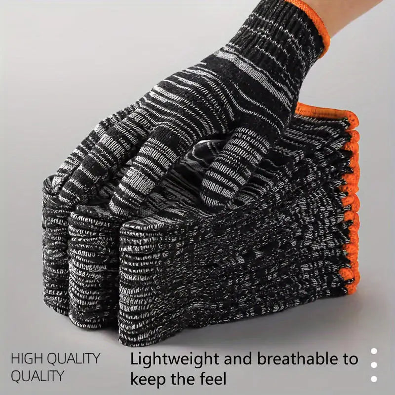 12-Pairs Heavy Duty Nylon Work Gloves Abrasion Resistant Safety Work Gloves for Construction Gardening Warehouse Industrial Use Peaceful Pleasures Health and Wellness