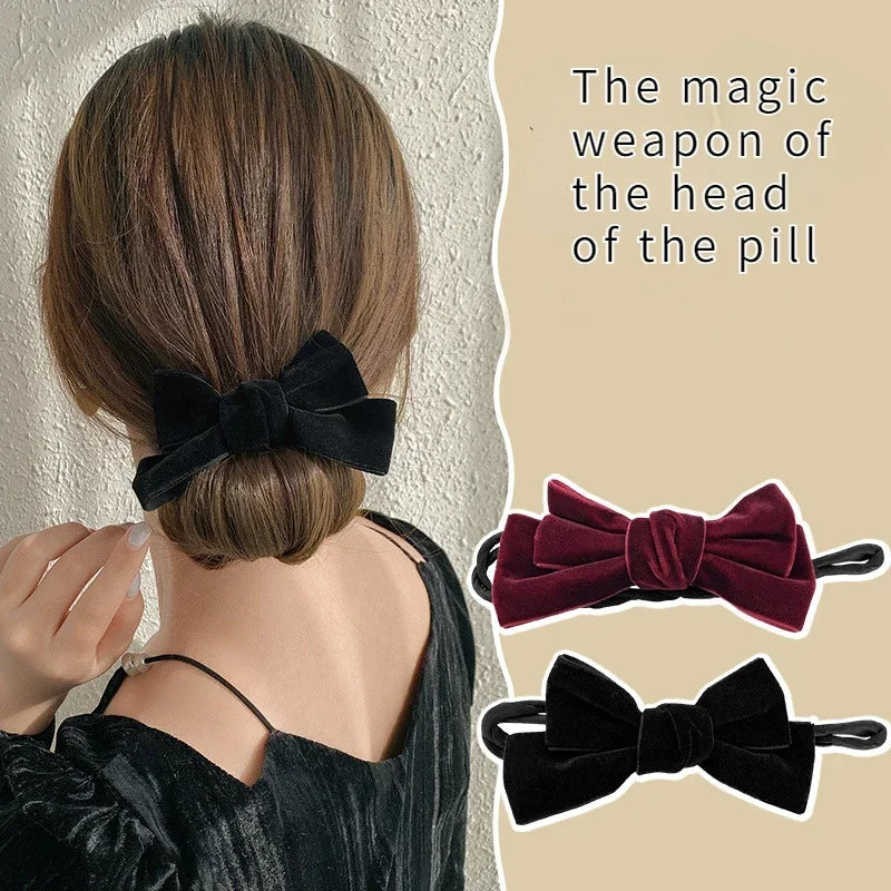 Velvet Bow Hair Twist Clip | No-Heat Ball Head Curl Accessory