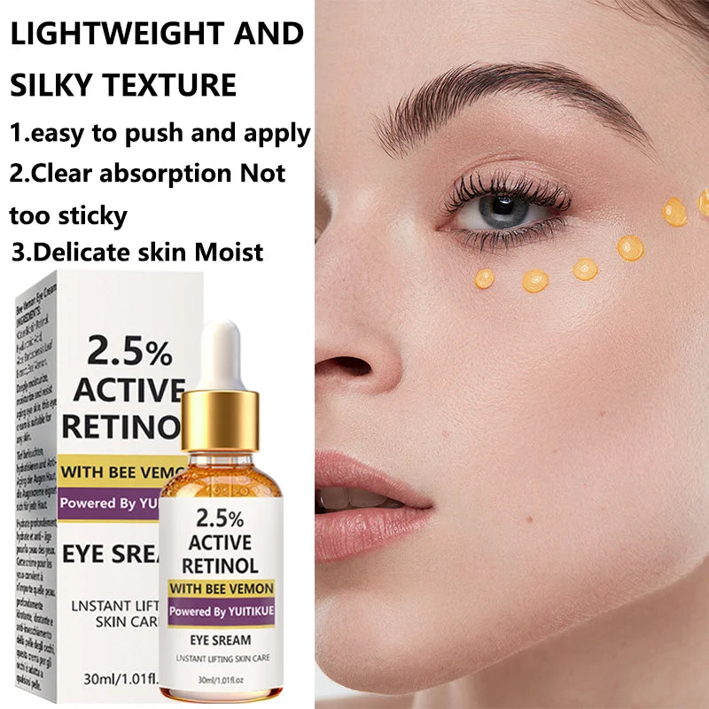 YUITIKUE 2.5% Active Retinol Eye Cream | With Bee Venom | Instant Lifting & Anti-Aging Care For Delicate Eye Area 30ml Peaceful Pleasures Health and Wellness