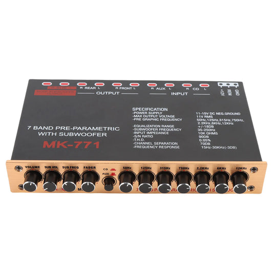 7-Band Car Graphic Equalizer | Front Rear Subwoofer Output Car Graphic Equalizer Peaceful Pleasures Health and Wellness Default Title