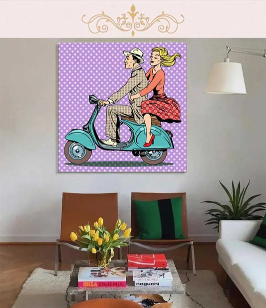 Pop Art Kissing Couple Canvas Wall Art Print | Bedroom Decor Canvas Wall Art Print Peaceful Pleasures Health and Wellness