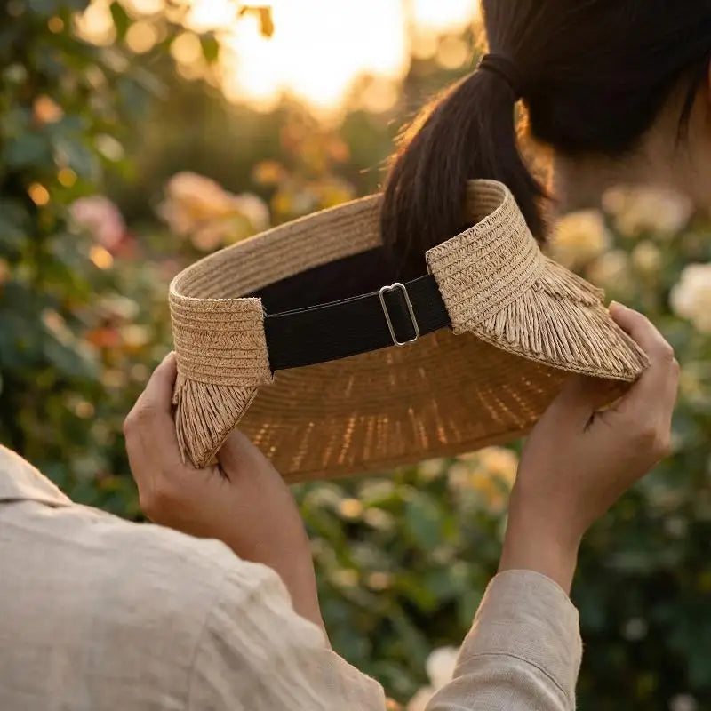 Women's Wide Brim Straw Sun Hat – Fringe Beach Visor