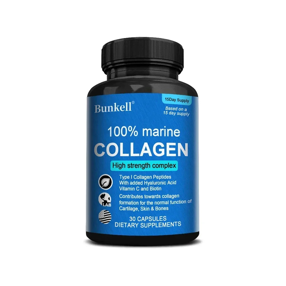 Collagen Capsules-Dietary Supplements for Skin, Hair, Joint Health, Digestion and Immune System Health Supplement, Non-GMO Peaceful Pleasures Health and Wellness 30 Count-1 bottle