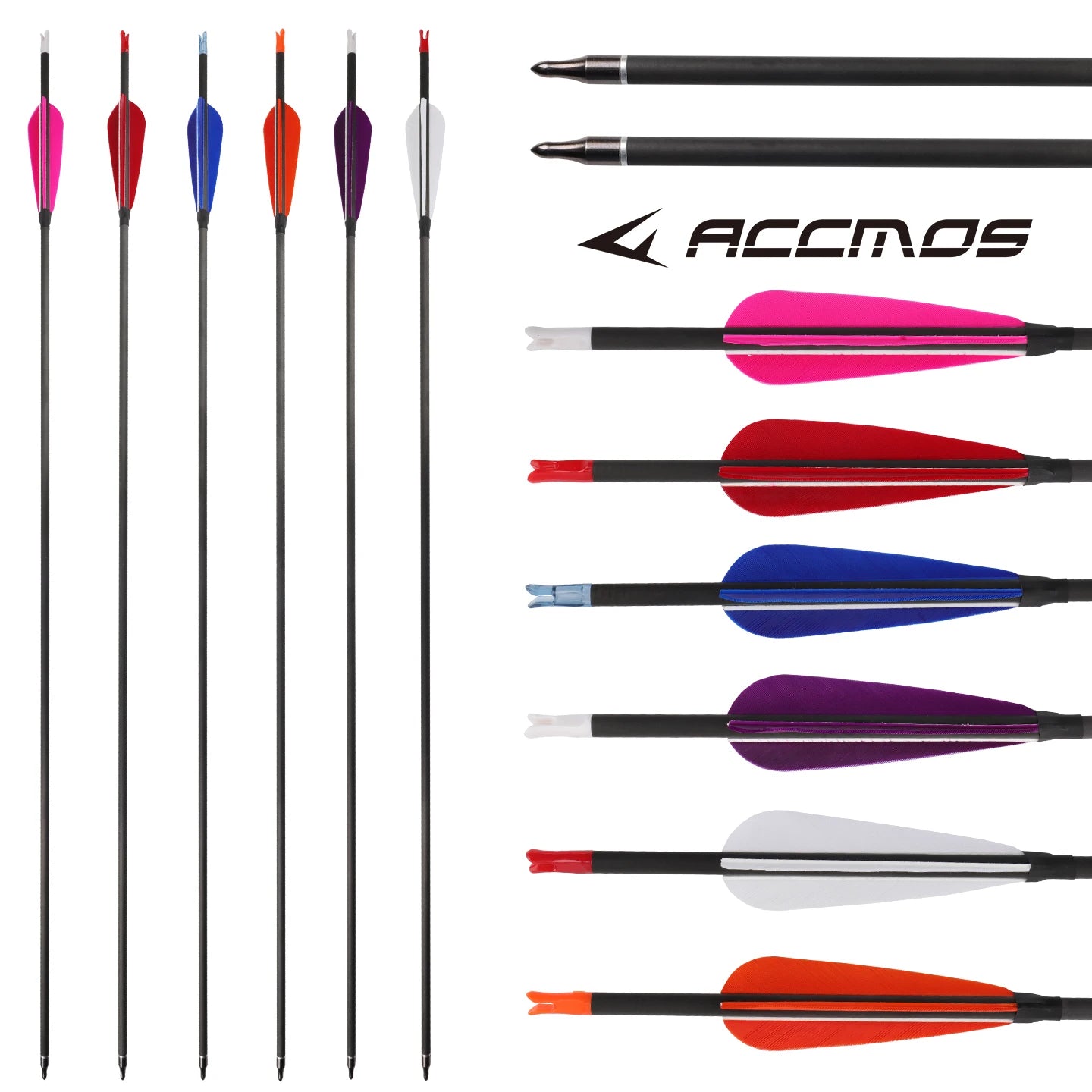 6 ID6 Pure Carbon Arrow 4 Real Feather Spine300 350 400 500 600 700