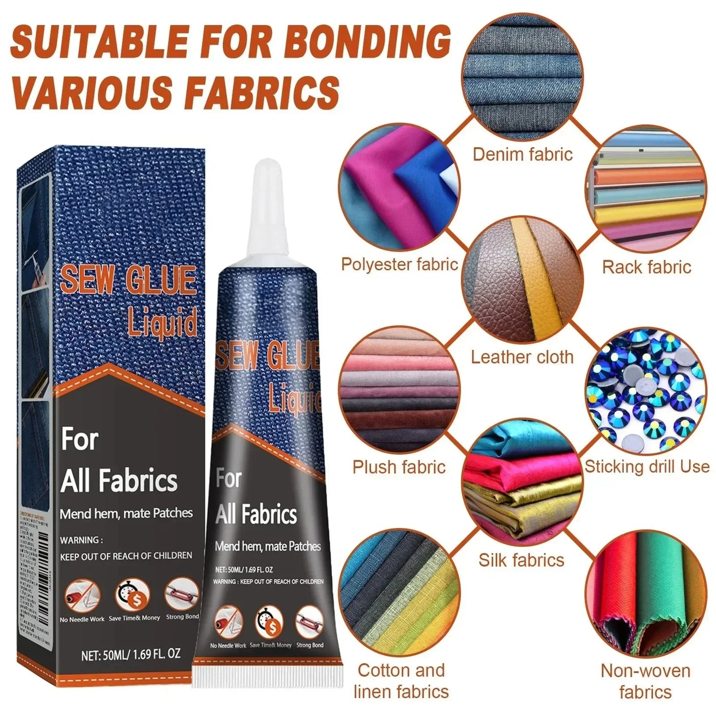 50ml Fabric Sewing Glue Kit – Fast-Drying Clothes & Leather Fix