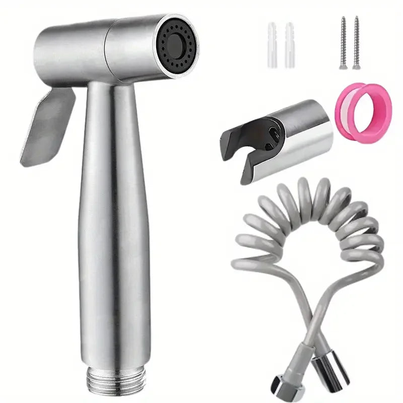 High-Pressure Handheld Shower Kit | Stainless Steel + 4.8ft Hose