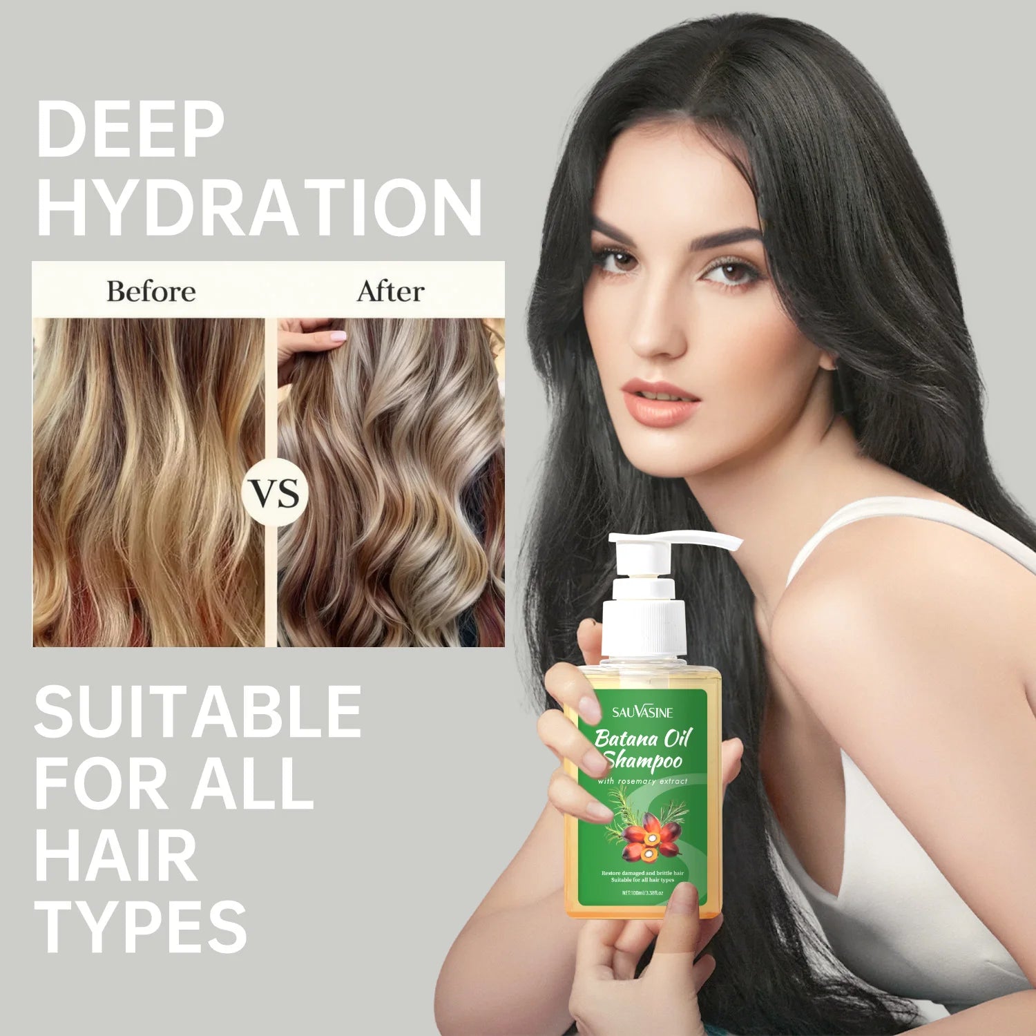 100ML Batana Oil Shampoo Soothing Scalp Intense Repair Batana Nourishing Shampoo with Rosemary Extract for All Hair Types Peaceful Pleasures Health and Wellness
