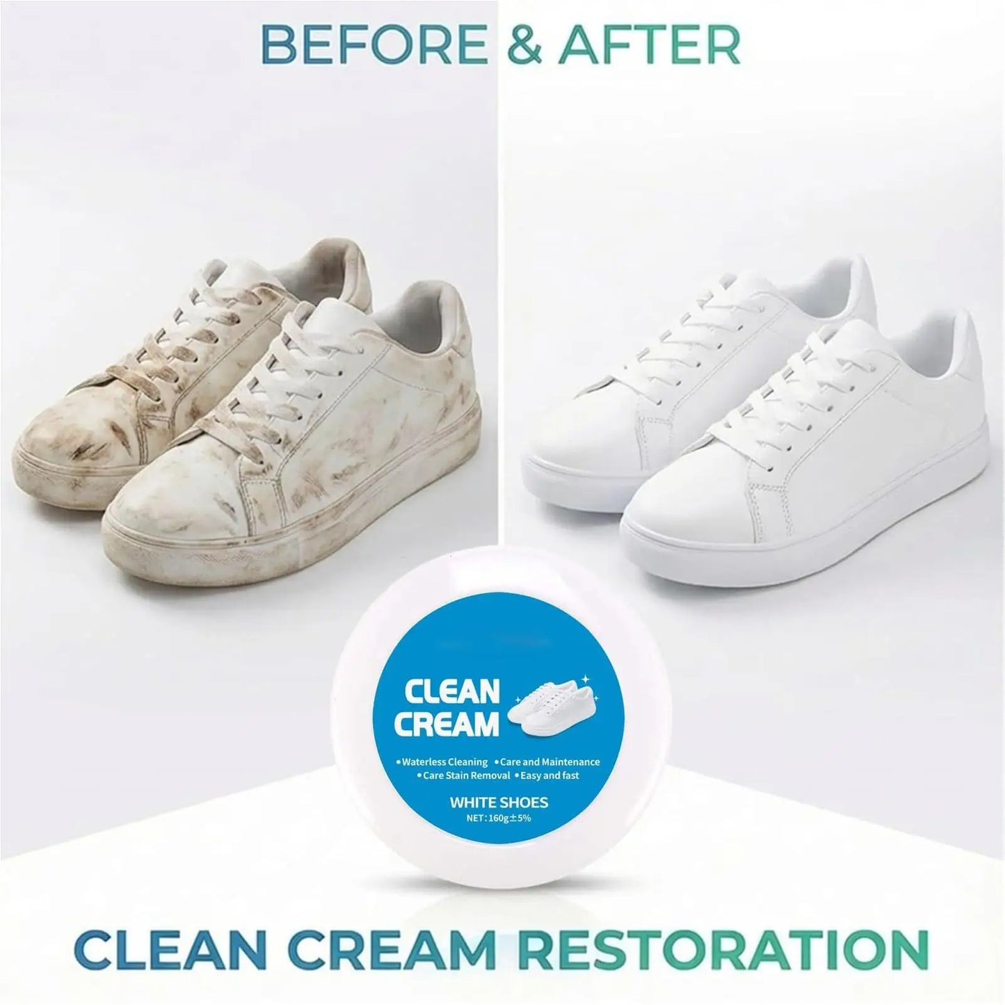 White Shoe Cleaning Cream 160g – Stain Remover & Whitener