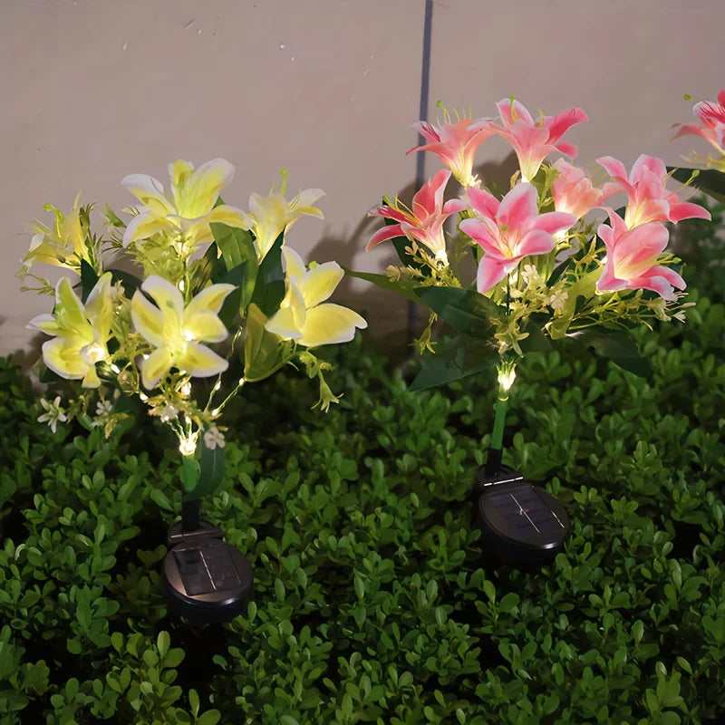 Solar LED Lily Flower Garden Stake Light | Outdoor Lawn Decor