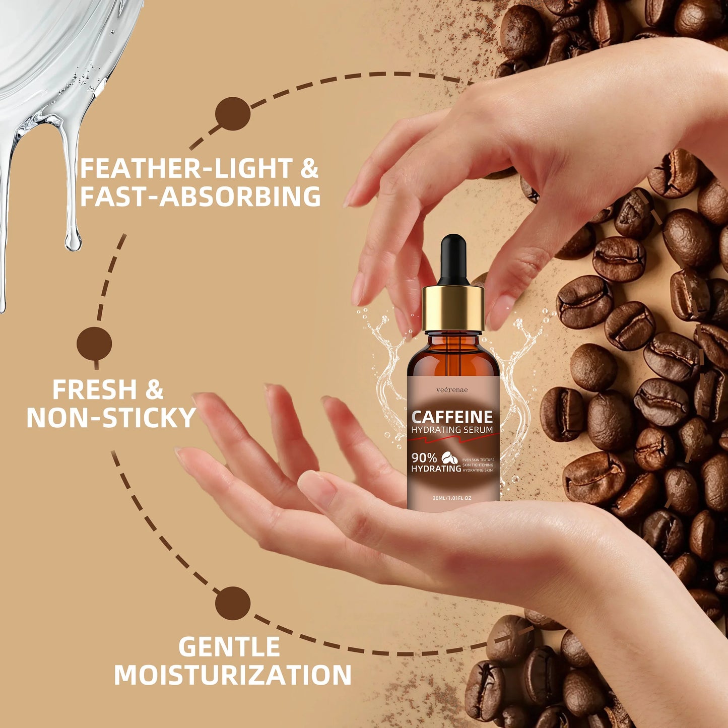 veérenae Caffeine Hydrating Serum 2-Pack | 24H Deep Moisture
