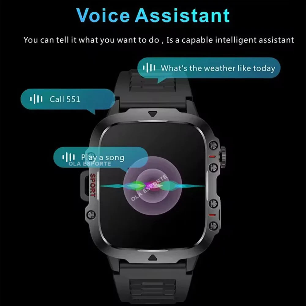 Military Smartwatch Men – 2.01" HD GPS BT Calling Fitness Tracker