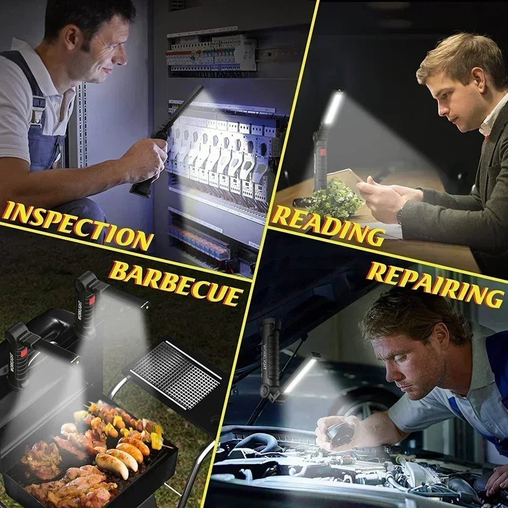ESMARTER COB LED Work Light USB Rechargeable Magnetic Hook