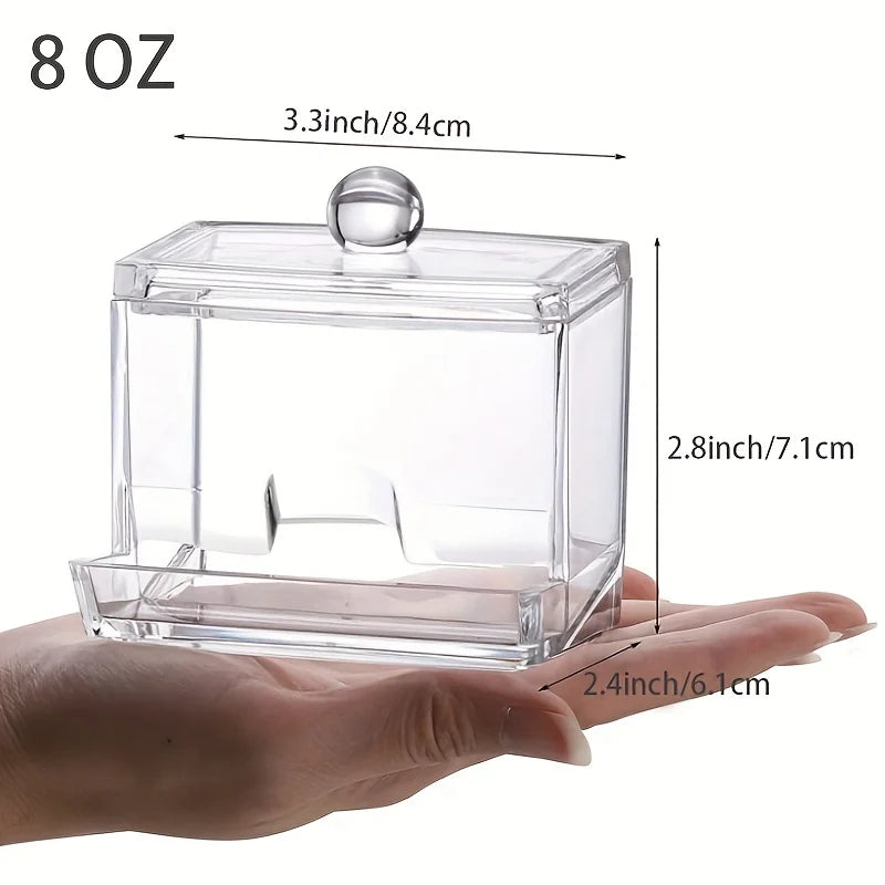 Clear Apothecary Jar Cotton Swab & Pad Holder – Bathroom Canister Organizer (1 or 2 Pack)