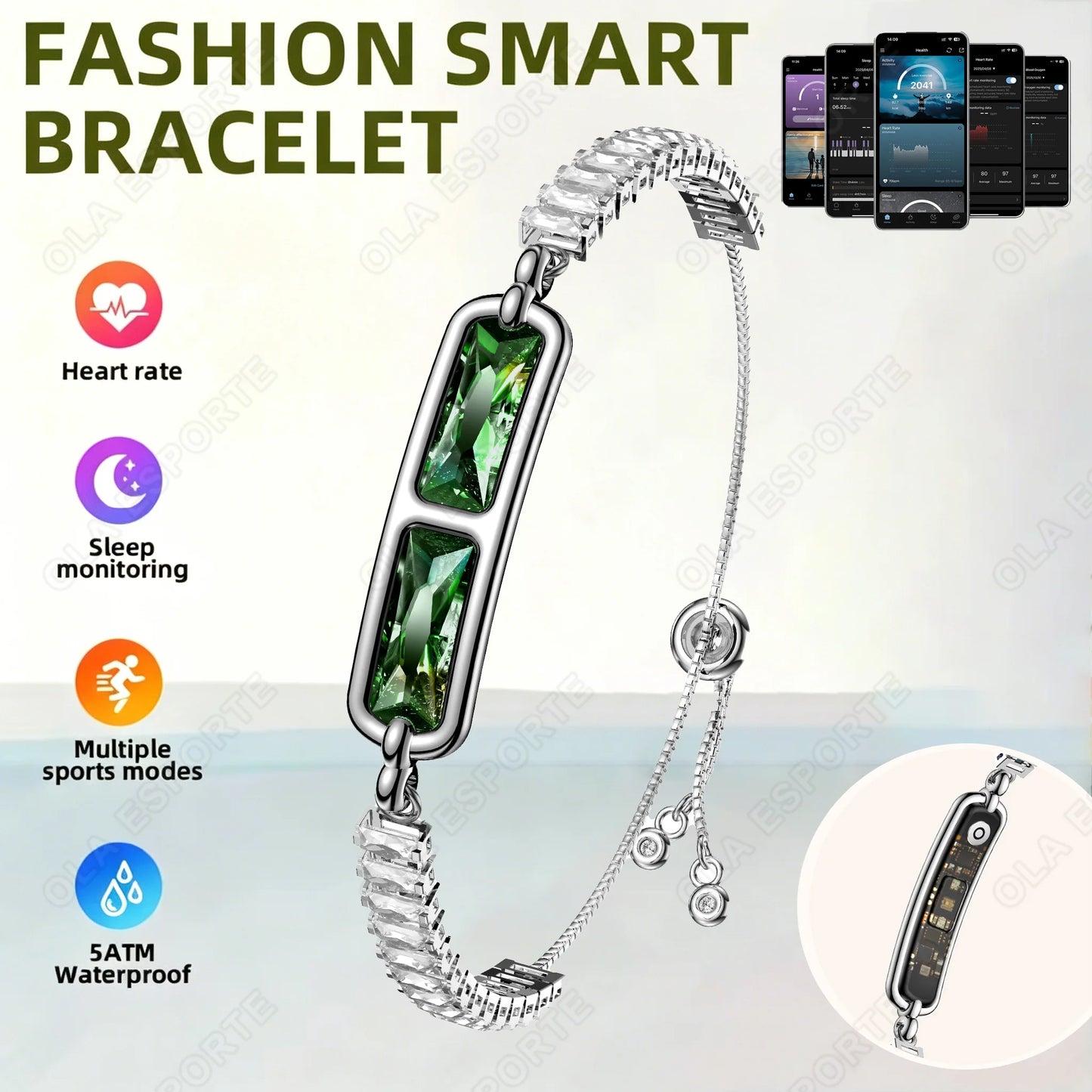 New Men Sports Smart Bracelet Heart Rate Fitness Tracker IPX8 Waterproof Smart Band Pedometer Call Reminder Smartwatches Women Peaceful Pleasures Health and Wellness Green