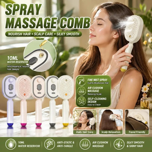 Electric Spray Massage Comb | Detangling Brush & Red Light Scalp Electric Hair Comb Peaceful Pleasures Health and Wellness