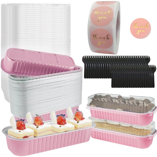50-Set Mini Loaf Pans with Lids, Spoons & Sticker Roll | 6.8oz Aluminum Foil Baking Pans – Oven & Air Fryer Safe Peaceful Pleasures Health and Wellness