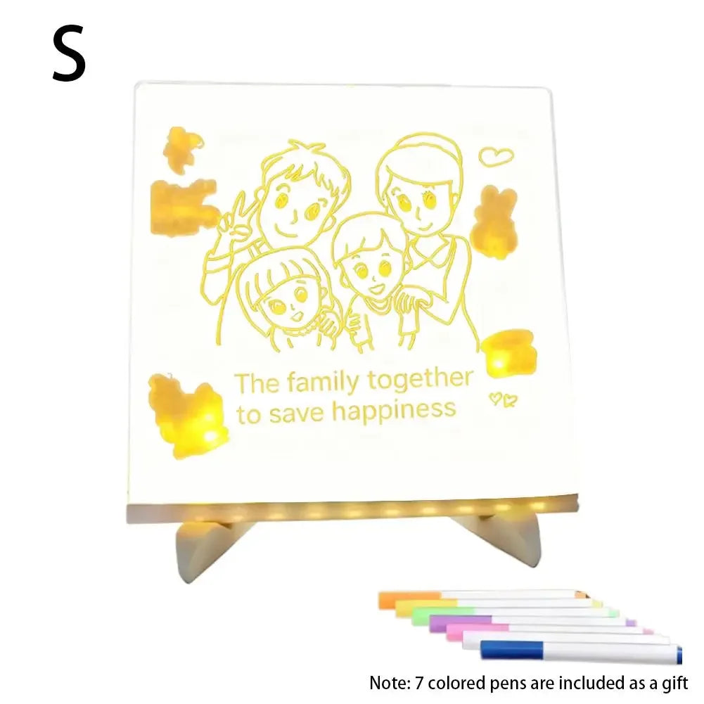 Light Up Rewritable Acrylic Message Board 7 Color Pens Glowing Drawing Lamp for Kids Adults Birthday Festival Gift Peaceful Pleasures Health and Wellness S