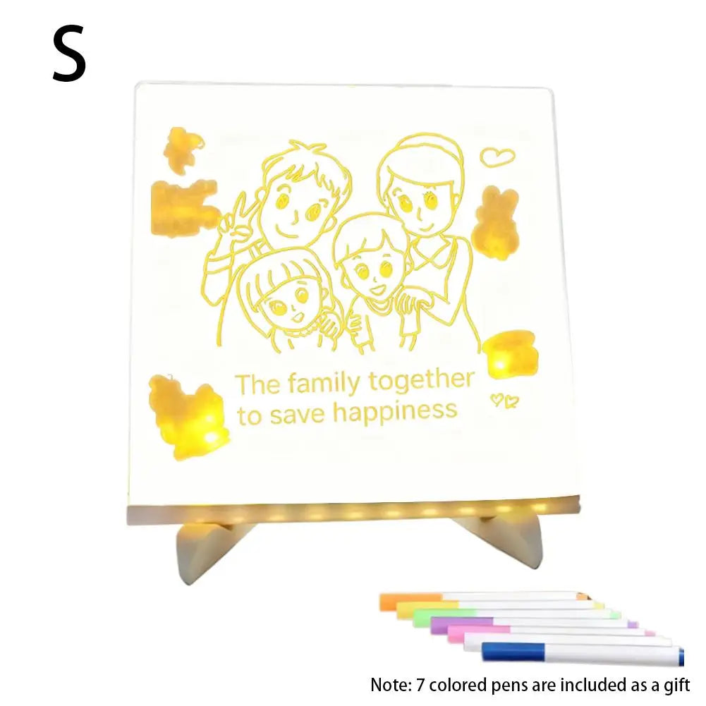 LED Light-Up Acrylic Drawing Board with 7 Color Pens | Kids Gift