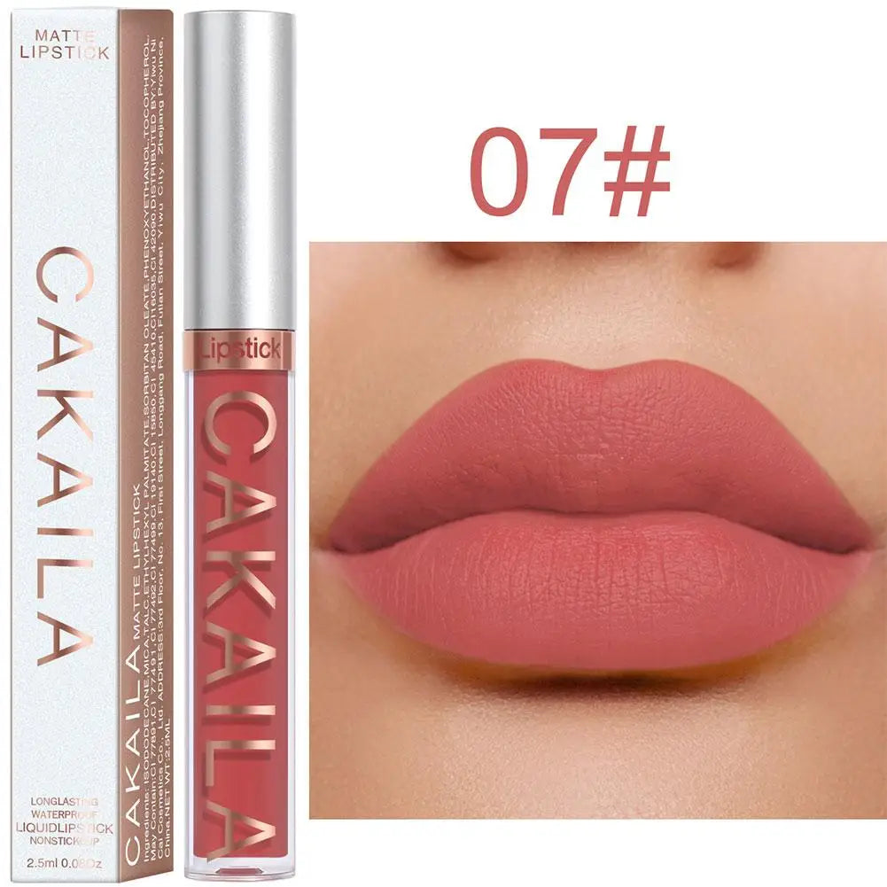 CAKAILA Velvet Matte Liquid Lipstick – Long-Lasting Waterproof Nude & Red Lip Gloss | 18 Colors 2.5ml Peaceful Pleasures Health and Wellness 07