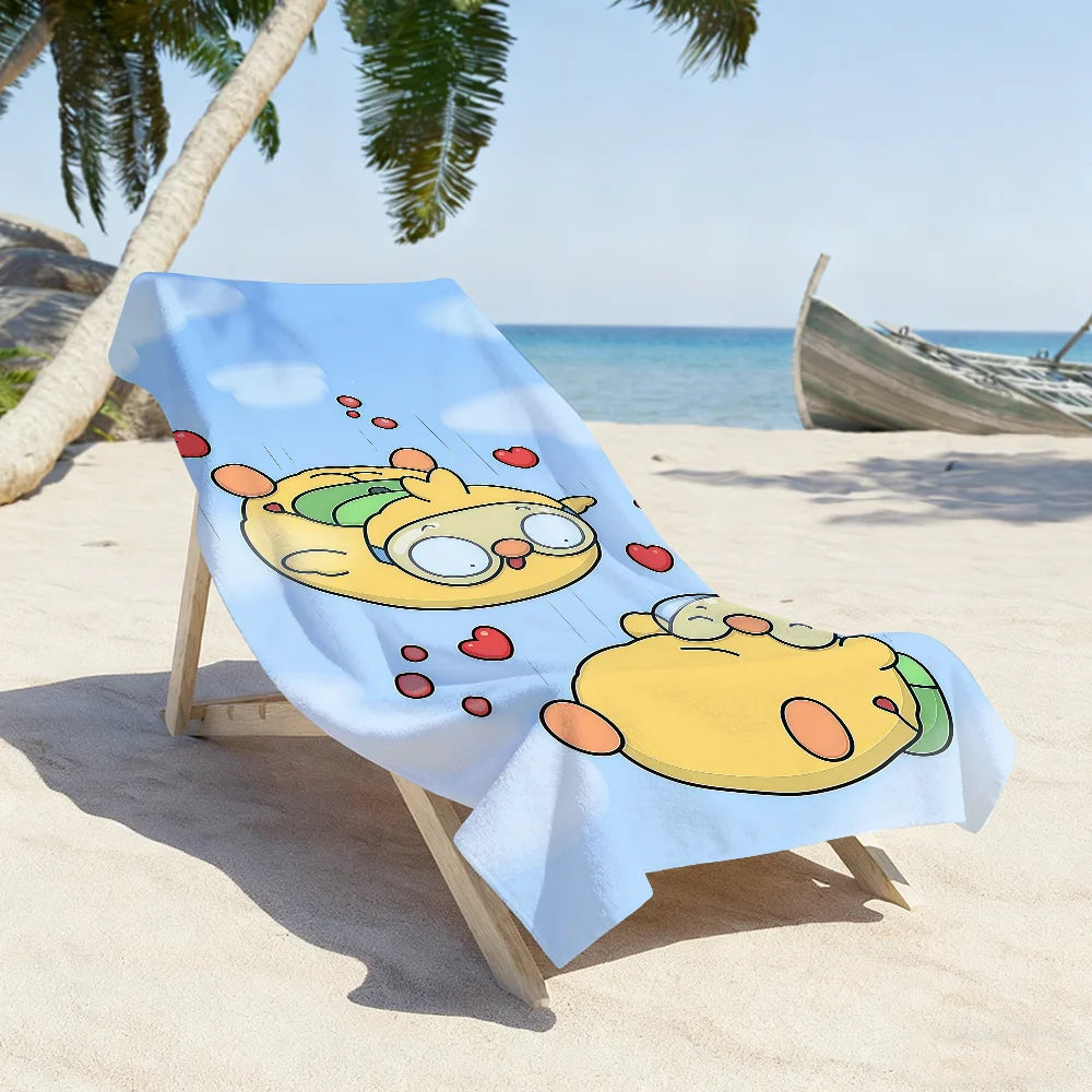 Cartoon Print Quick-Dry Beach & Bath Towel | Multi-Use Beach Bath Towel Peaceful Pleasures Health and Wellness