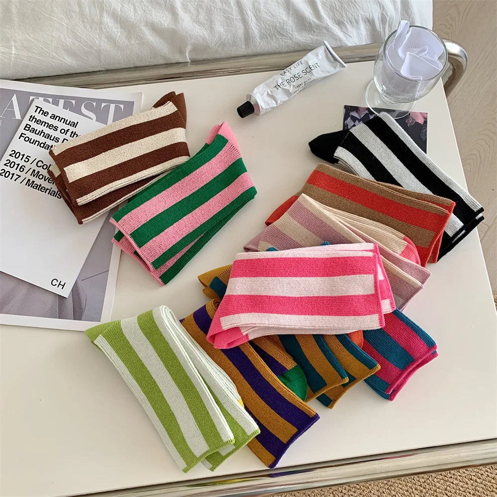 Striped Funny Crew Socks | Korean Japanese Unisex Fashion