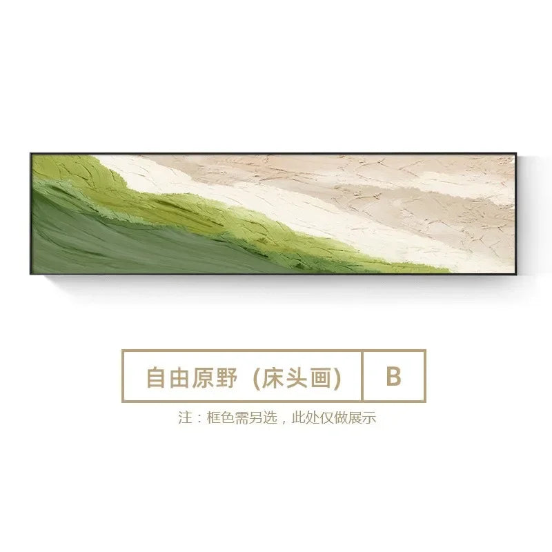 Abstract Oil Painting, 100% Hand Drawn, Modern Bedroom Decoration Painting, Light Luxury Background Wall, Hanging Painting Peaceful Pleasures Health and Wellness green 50x200cm