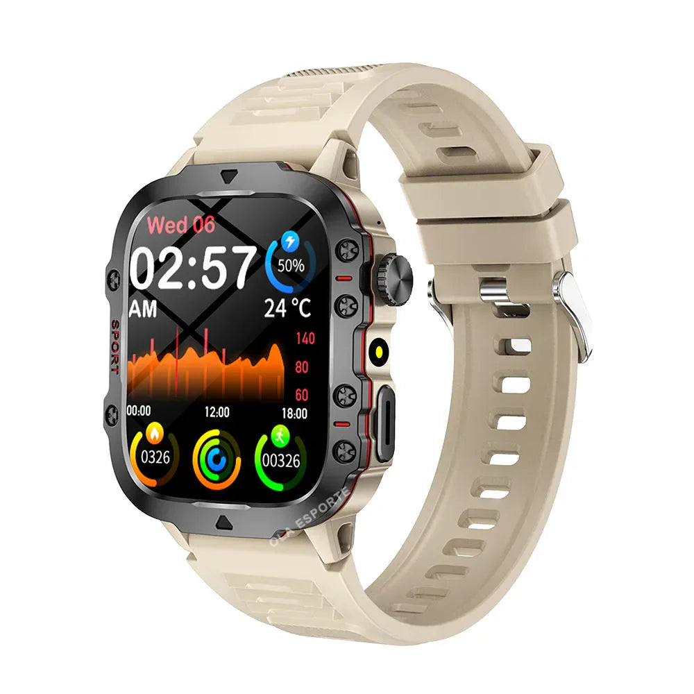 Military Smartwatch Men – 2.01" HD GPS BT Calling Fitness Tracker
