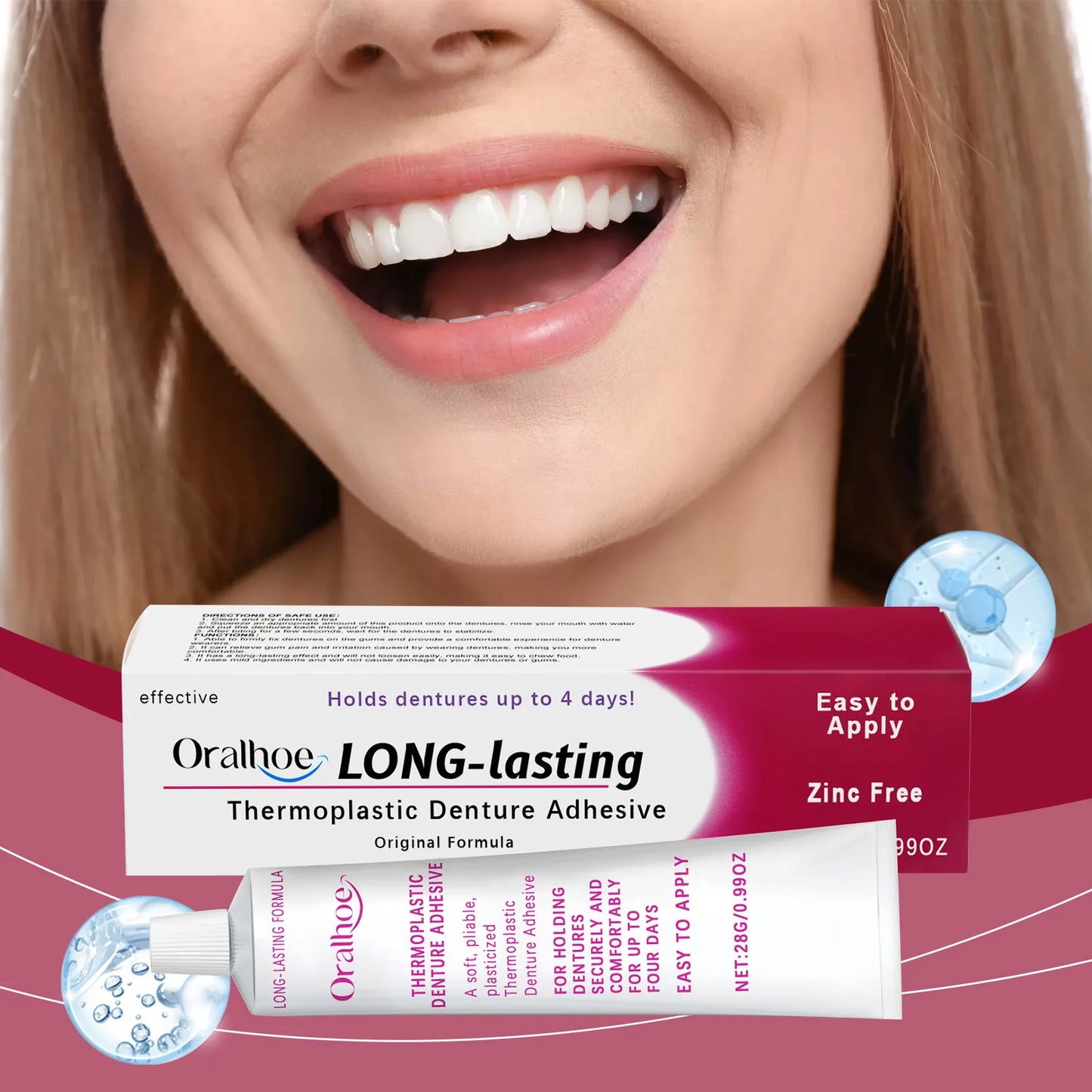 Oralhoe Thermoplastic Denture Adhesive | Long-Lasting 28g