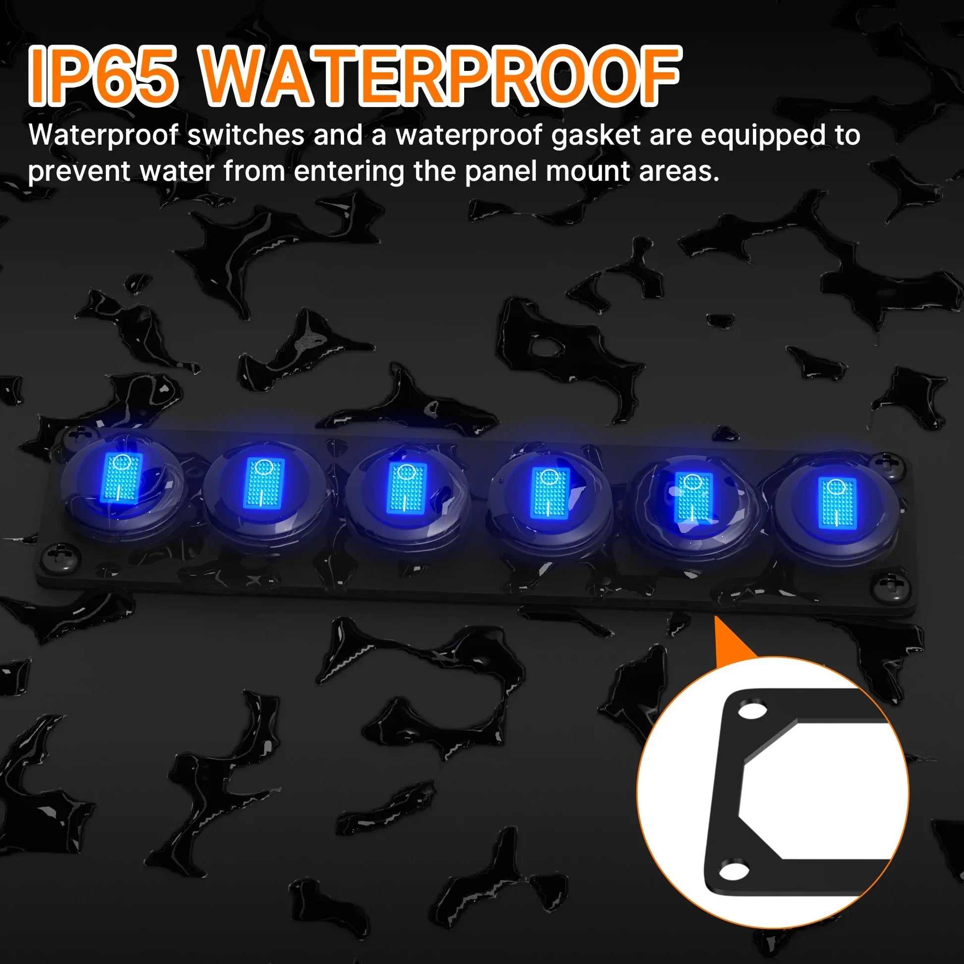 6 Gang Switch Panel 12V 20A Waterproof Round Rocker Switch Panel Blue LED Lighted 12 Volt Marine Toggle Switch Panel for Car Peaceful Pleasures Health and Wellness
