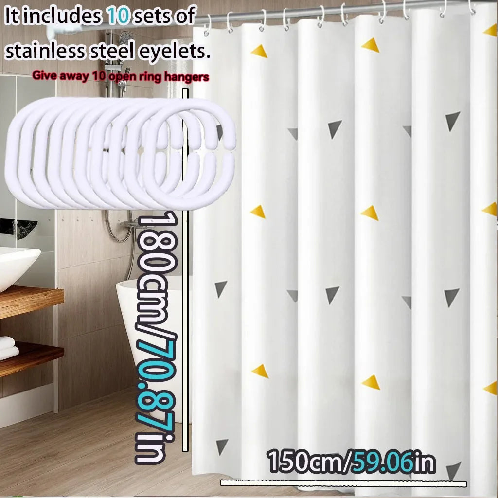 Yellow Geometric PEVA Waterproof Shower Curtain | Modern