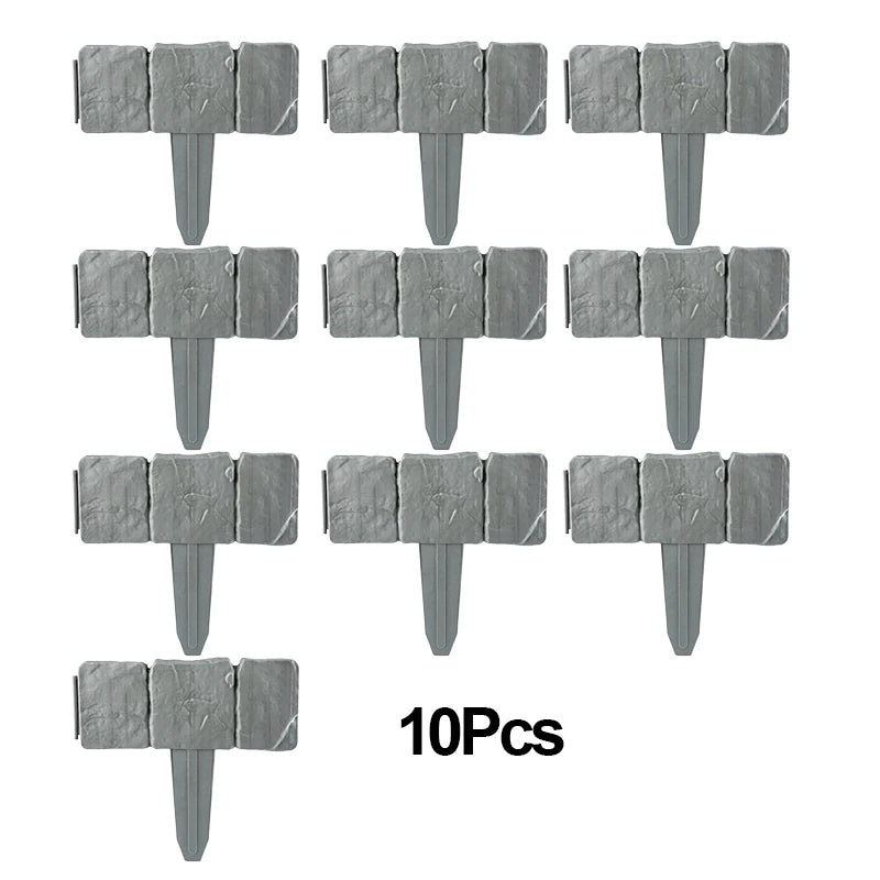 No-Dig Garden Landscape Edging Borders | Imitation Stone Lawn Fence Garden Landscape Edging Peaceful Pleasures Health and Wellness 10Pcs