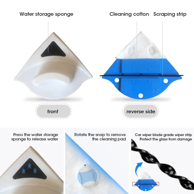 Magnetic Window Cleaner Automatic Water Discharge Double Layer Wiper for Home Office Glass Cleaning Tool Peaceful Pleasures Health and Wellness