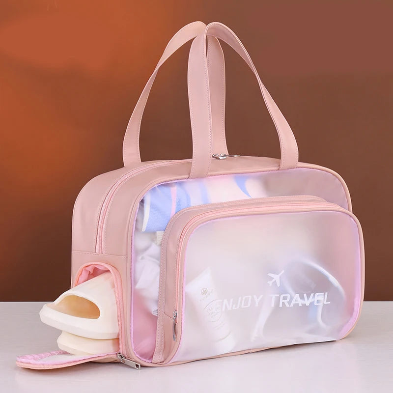Beach Bags Fitness Bags Dry and Wet Separated Waterproof Swimming Bags Storage Toiletries and Makeup Bags Peaceful Pleasures Health and Wellness pink 1 L