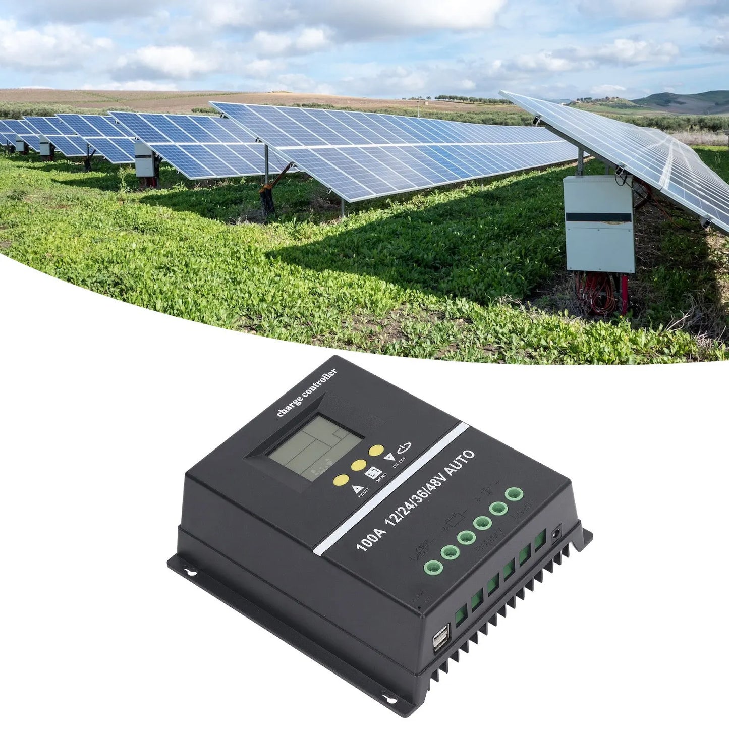 MPPT Solar Controller Dual USB Port Backlit LCD Display Solar Panel Regulator 12V 24V 36V 48V Adaptive MPPT Controller Peaceful Pleasures Health and Wellness