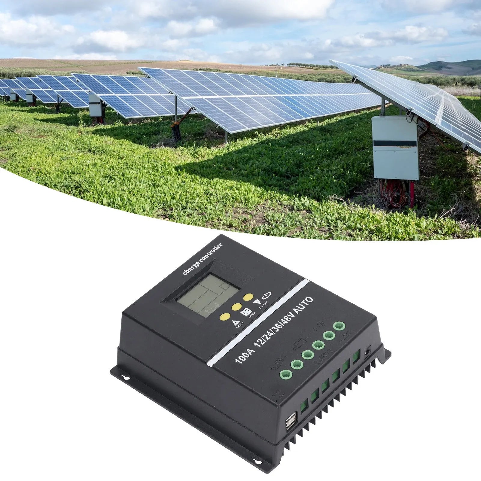 MPPT Solar Controller Dual USB Port Backlit LCD Display Solar Panel Regulator 12V 24V 36V 48V Adaptive MPPT Controller Peaceful Pleasures Health and Wellness