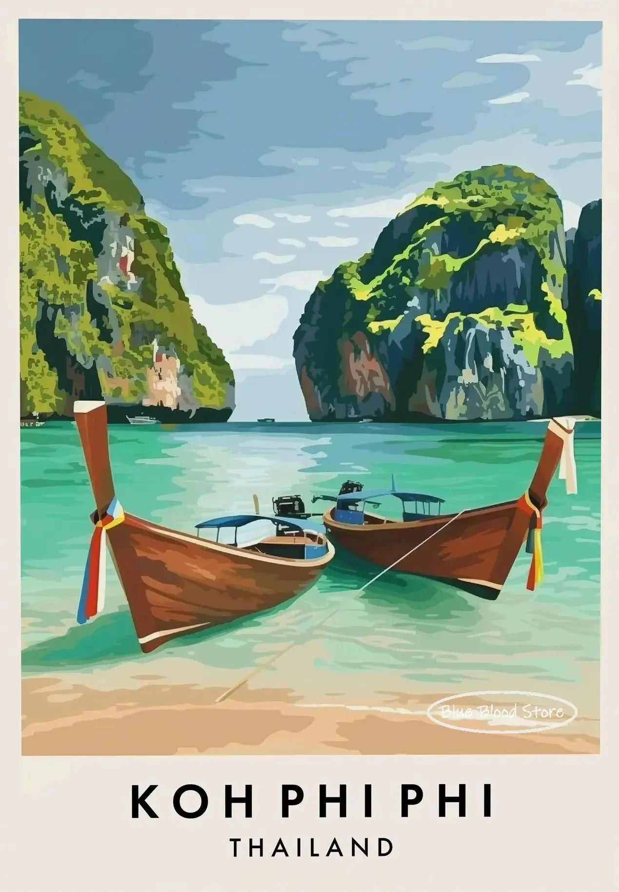 Thailand Travel Art Canvas Poster Phuket Chiang Mai Koh Phangan Bangkok City Landscape Asia Scenery Wall Art Painting Home Decor Peaceful Pleasures Health and Wellness 5 50x70cm Unframed